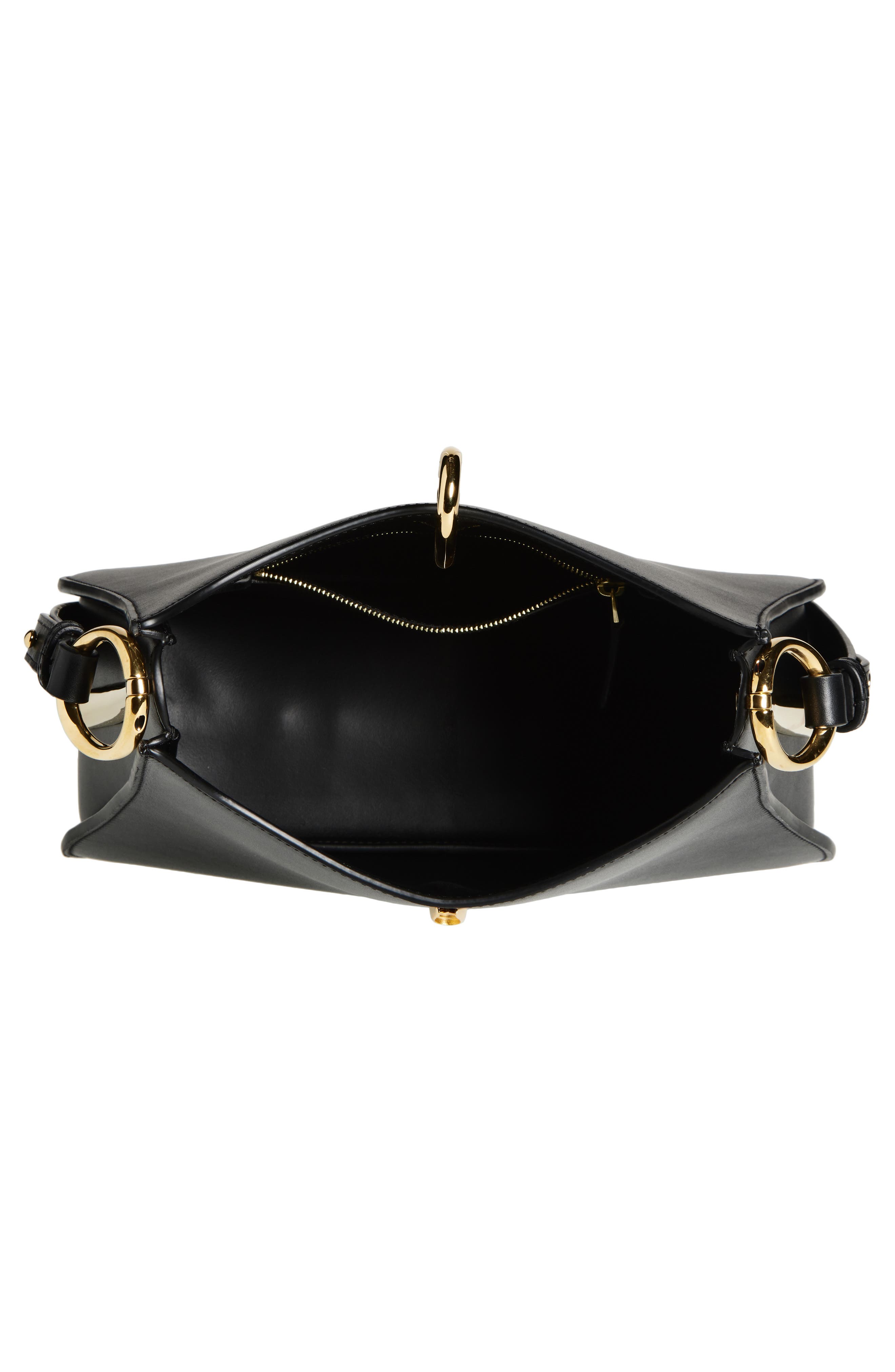 Rabanne The Medium Ring Leather Shoulder Bag, Alternate, color, Black / Gold