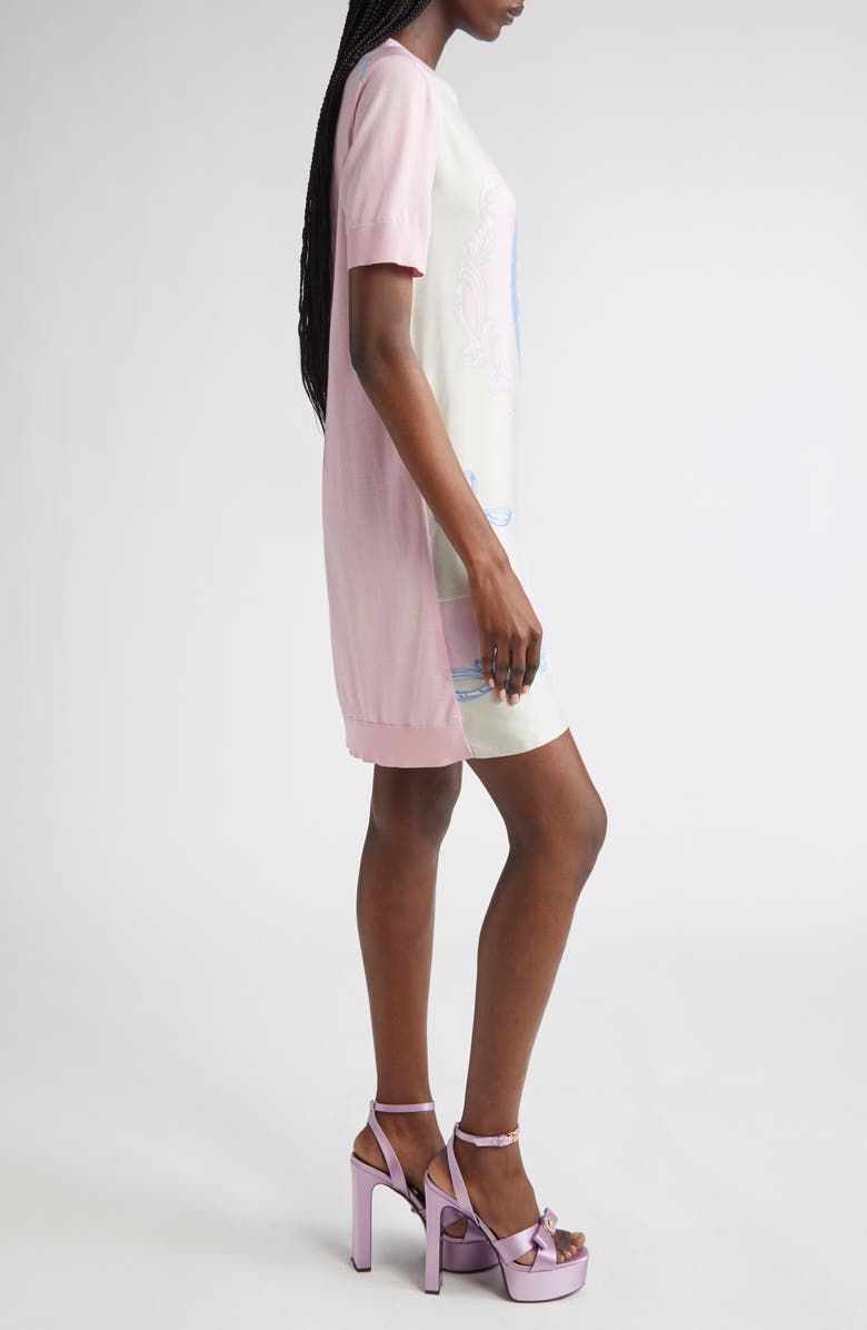 Versace Virgin Wool & Silk T-Shirt Dress, Alternate, color, 
