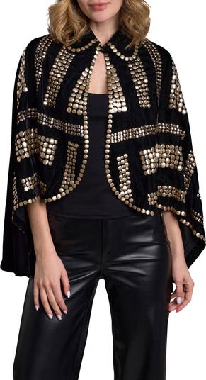 Embellished Velvet Capelet