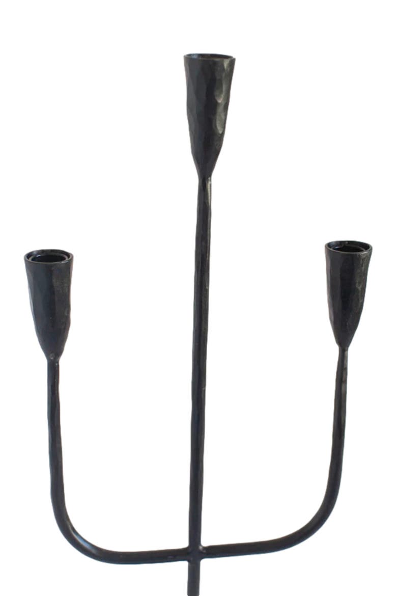 Hand-Forged Iron Candelabra, Alternate, color, Black
