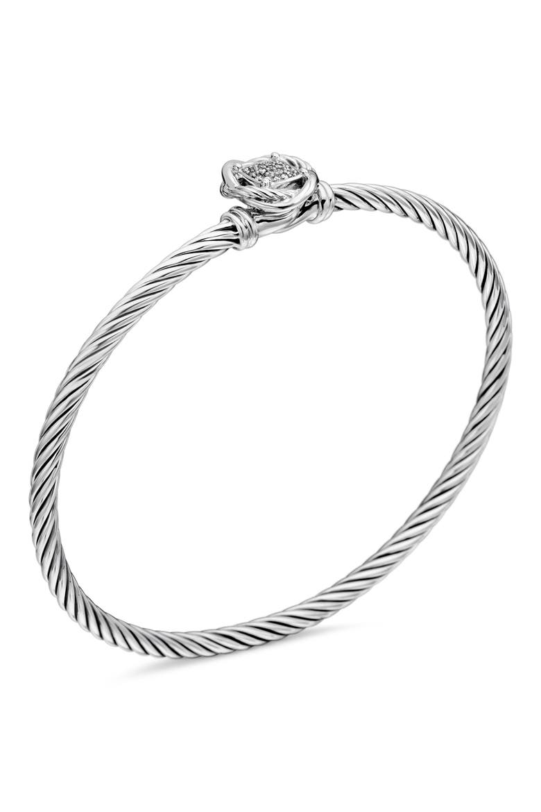 Infinity Bracelet in Sterling Silver with Diamonds, 3mm, Alternate, color, DIAMOND