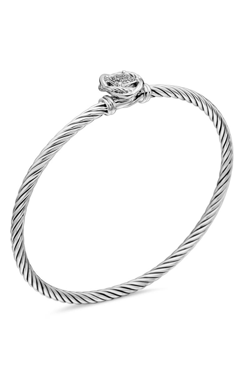 David Yurman Infinity Bracelet in Sterling Silver with Diamonds, 3mm, Alternate, color, 