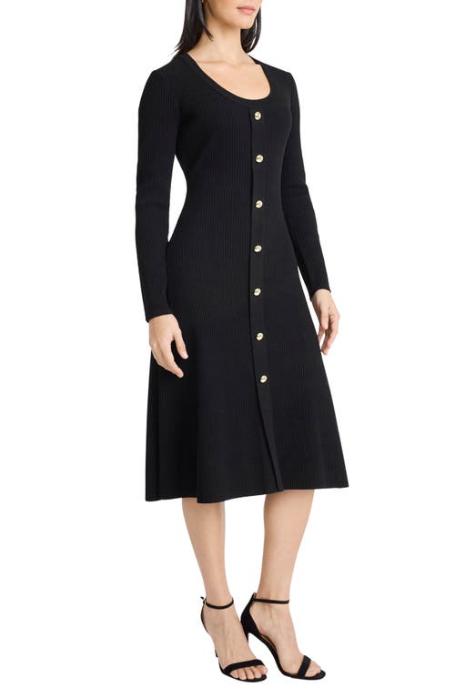 Maggy London Long Sleeve Sweater Dress In Black