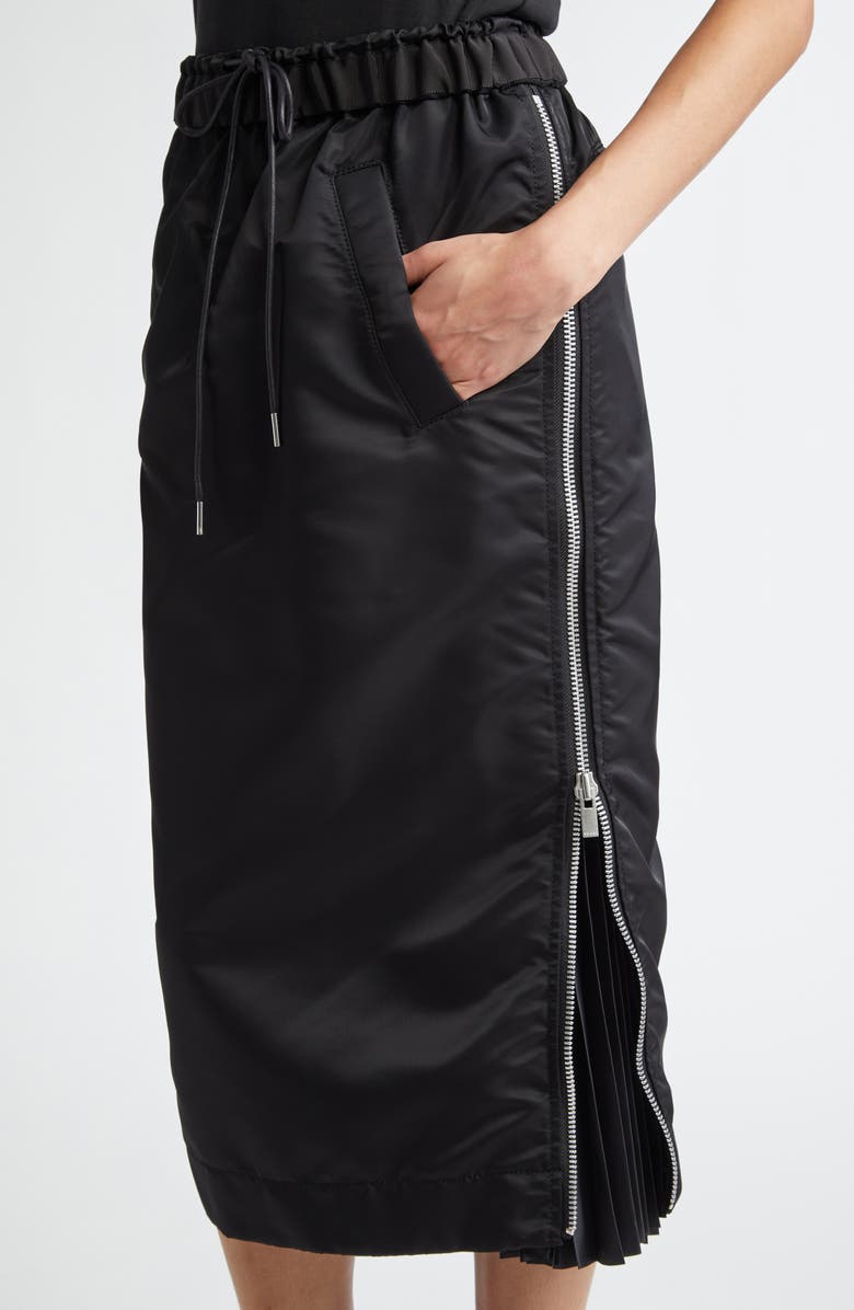 Sacai Insulated Nylon Twill Midi Skirt, Alternate, color, Black 001