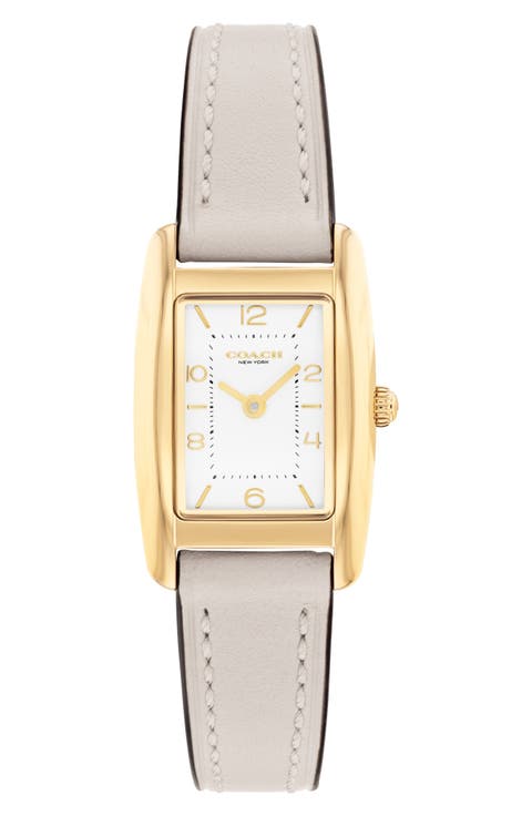 Saddle Rectangular Leather Strap Watch, 20mm x 30mm
