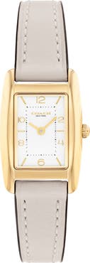 COACH Saddle Rectangular Leather Strap Watch, 20mm x 30mm