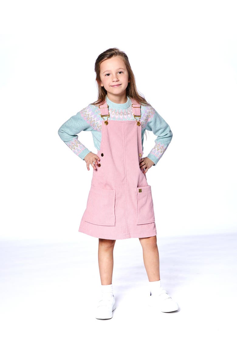 Deux par Deux Corduroy Overall Dress, Main, color, Dusty Pink