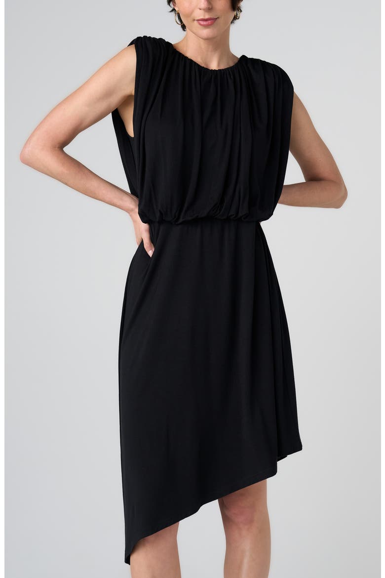 Asymmetrical Hem Sleeveless Knit Dress, Alternate, color, BLACK