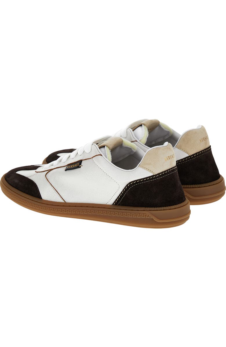 Versace First Line Greca Court Low Top Sneaker, Alternate, color, Moka White