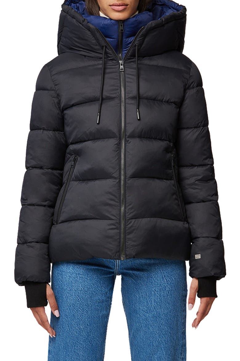 Adelita-E Water Repellent Recycled Nylon Puffer Jacket, Main, color, BLACK