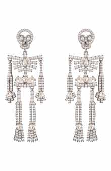 Faux Pearl Skeleton Drop Earrings