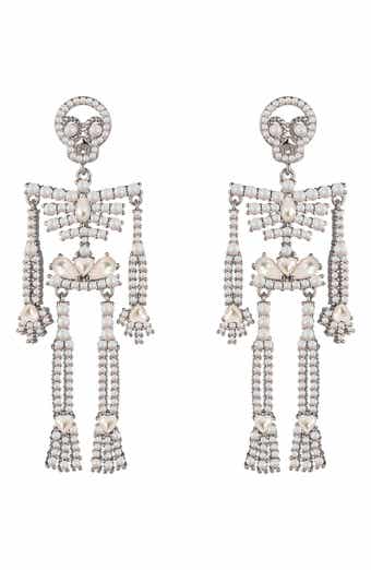 Faux Pearl Skeleton Drop Earrings