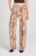 WAYF Savanna Snakeskin Print Straight Leg Pants