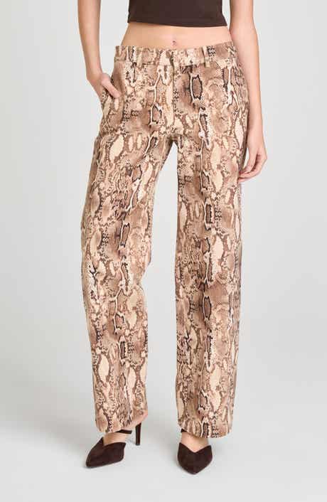 WAYF Savanna Snakeskin Print Straight Leg Pants