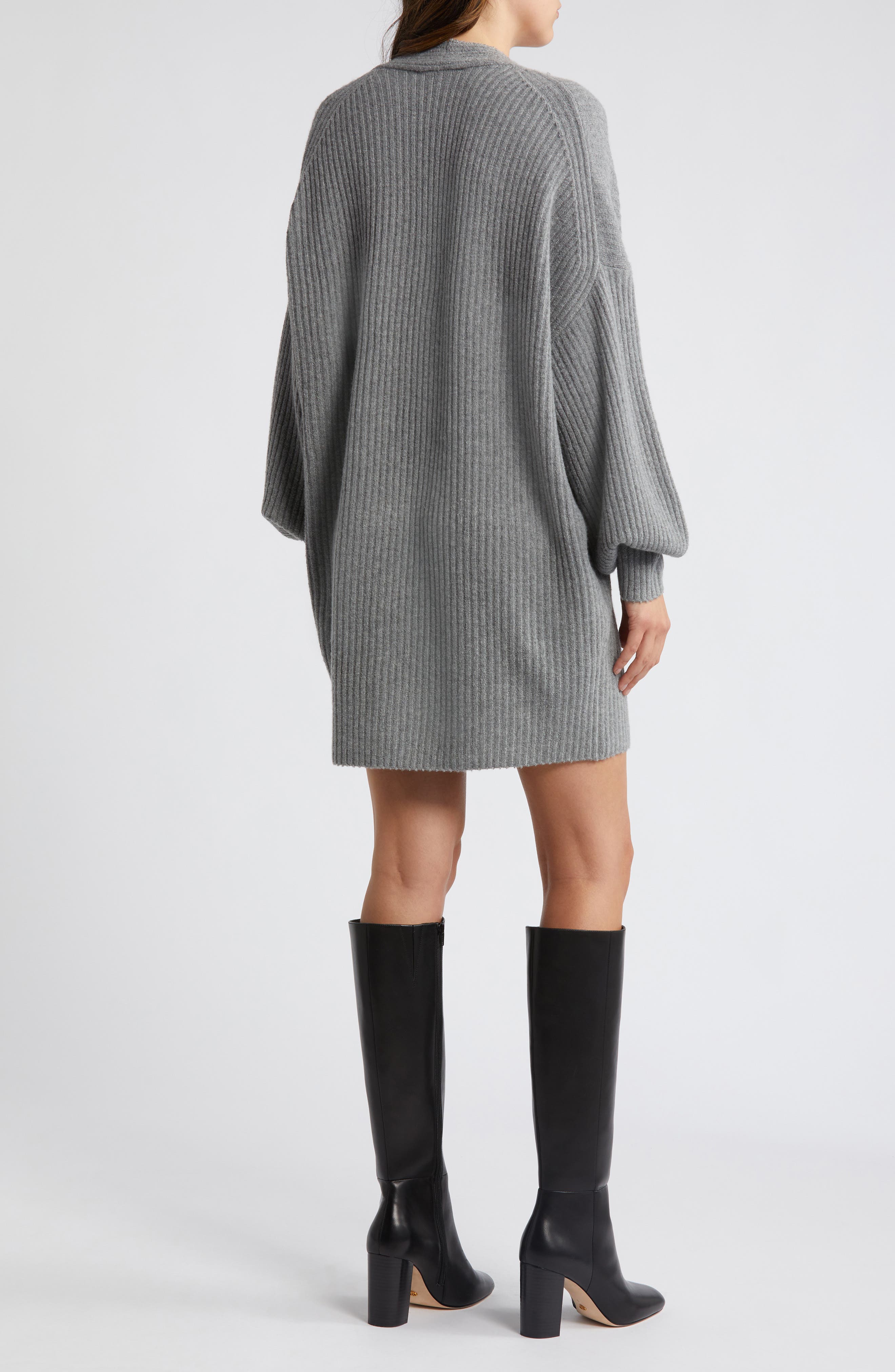 Babysoft Rib Button Front Long Sleeve Sweater Dress - image 2