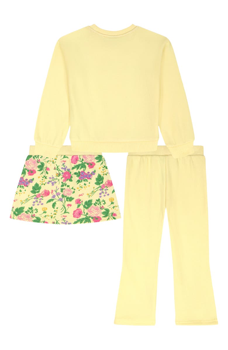 Juicy Couture Logo Sweatshirt, Skirt & Flare Leggings Set, Alternate, color, Yellow Multi