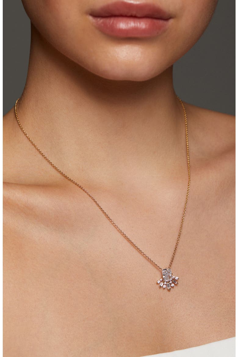 Stellar Half Halo Pendant Necklace, Alternate, color, GOLD