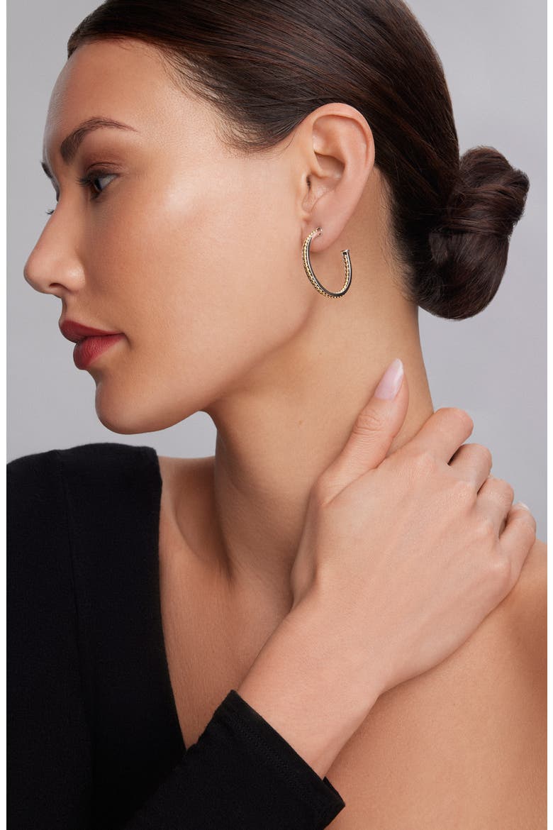'Enso' Caviar Hoop Earrings, Alternate, color, SILVER/ GOLD