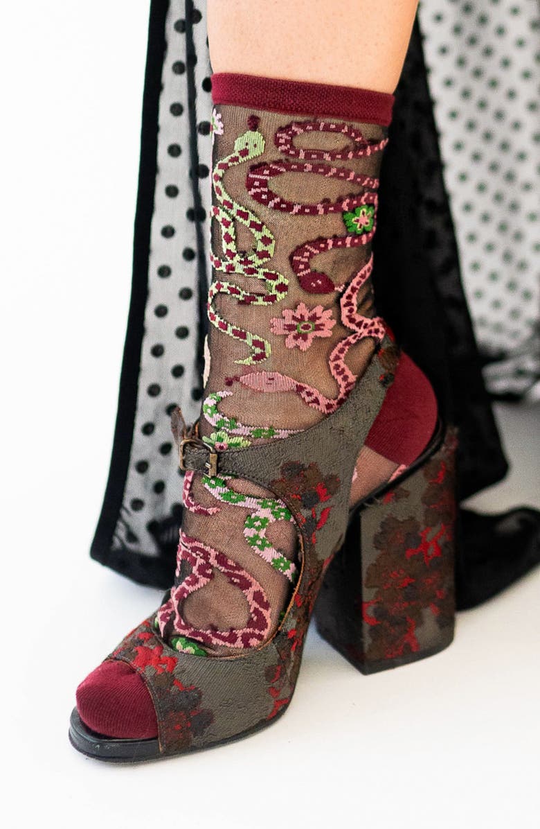 Sock Candy Fire & Scales Sheer Crew Socks, Alternate, color, 