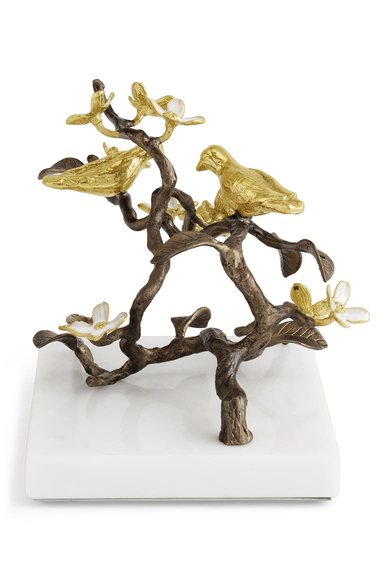 Lovebirds Decorative Object, Alternate, color, BRASS/ GOLD/ WHITE