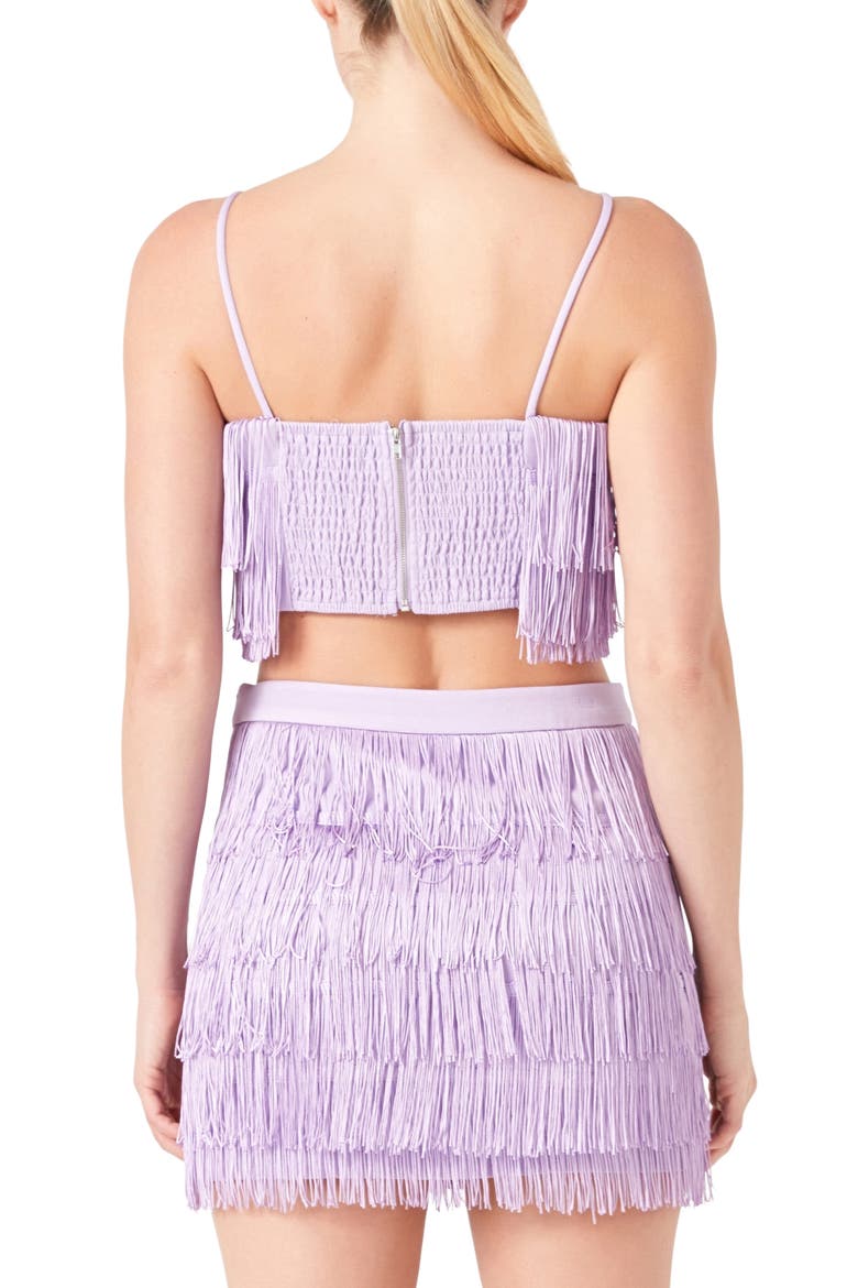Tiered Fringe Crop Top, Alternate, color, LILAC