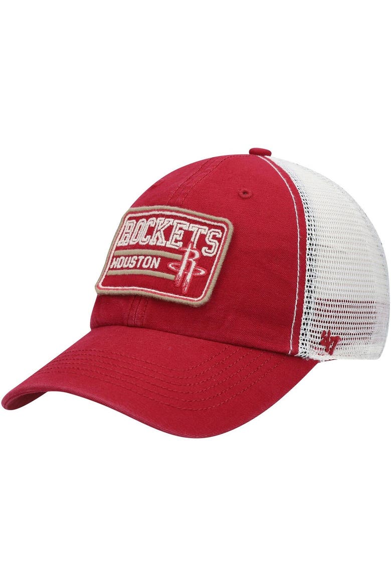 Men's '47 Red Houston Rockets Off Ramp Trucker Snapback Hat, Main, color, Red