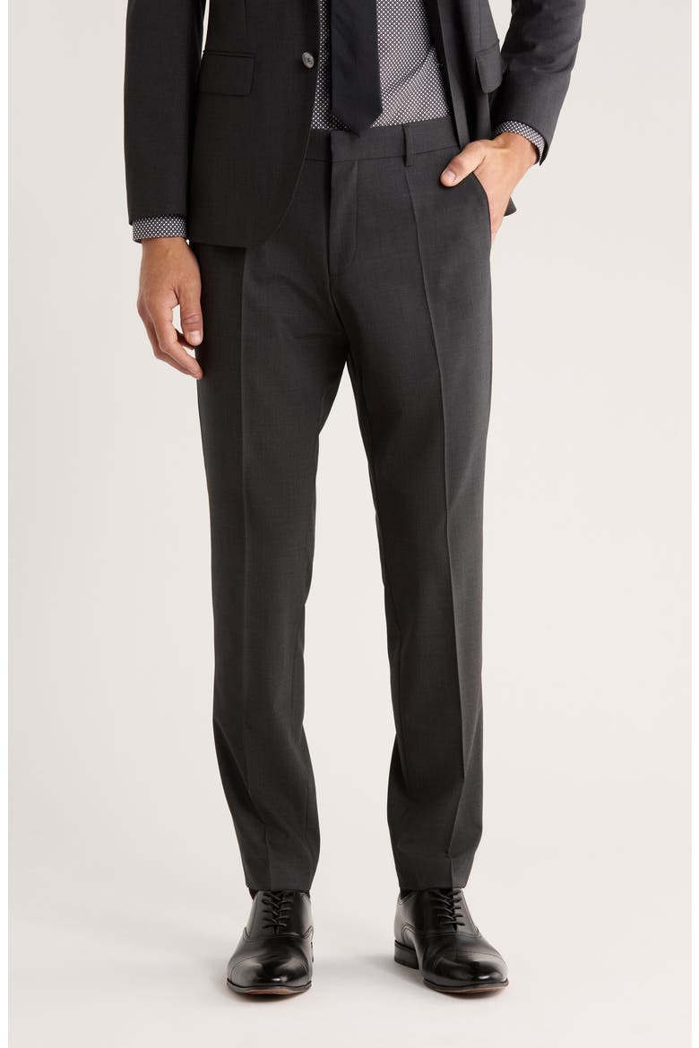 Genius Virgin Wool Blend Flat Front Dress Pants, Main, color, OPEN GREY