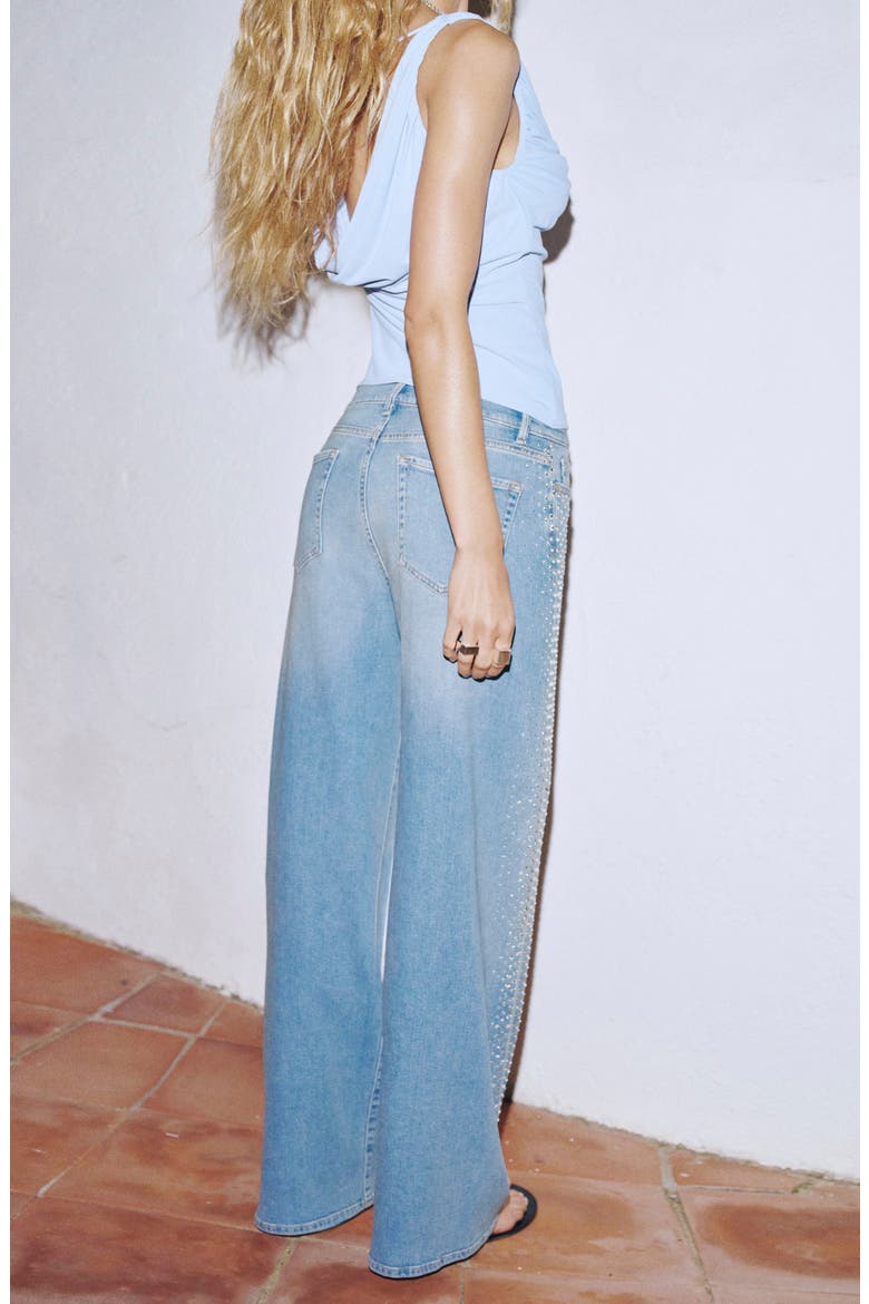 Sparkly Wide Leg Jeans, Alternate, color, MEDIUM BLUE