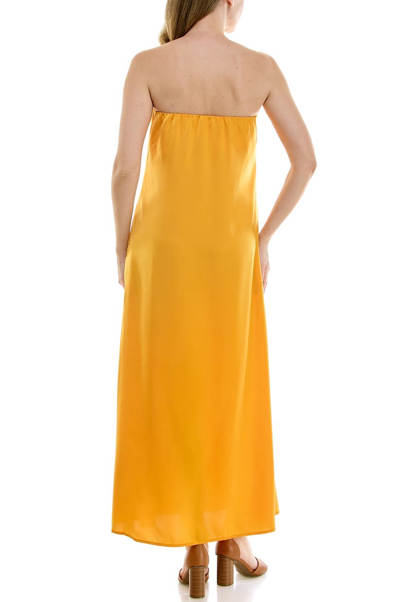 Satin Strapless Maxi Dress, Alternate, color, GOLD MUSTARD