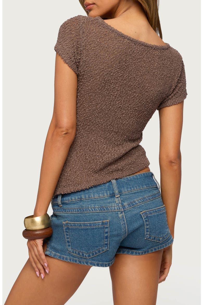 Sesi Textured Knit Asymmetric Hem Top, Alternate, color, BROWN
