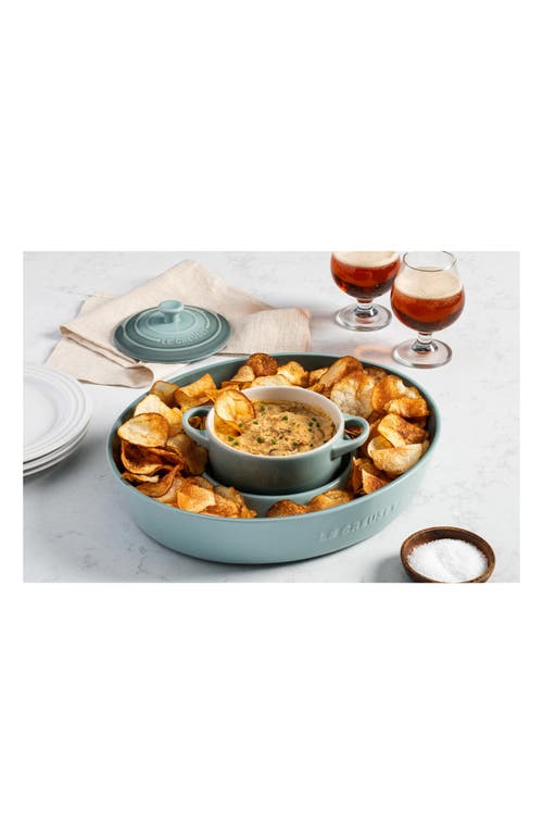 Le Creuset Oval Stoneware Chip & Dip Platter In Sea Salt