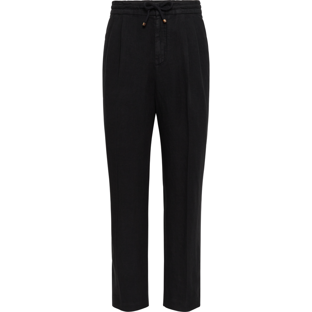 Shop Brunello Cucinelli Leisure Fit Trousers With Drawstring In Black