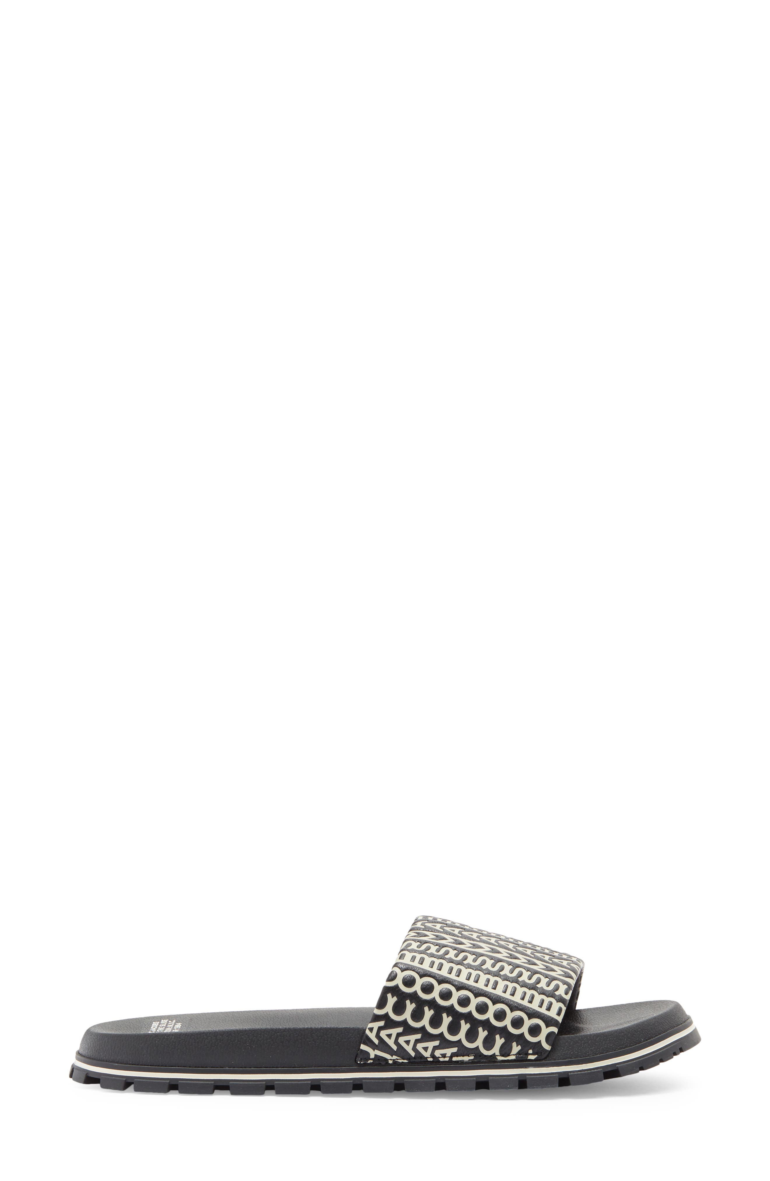 The Monogram Slide Sandal, Alternate, color, BLACK/WHITE