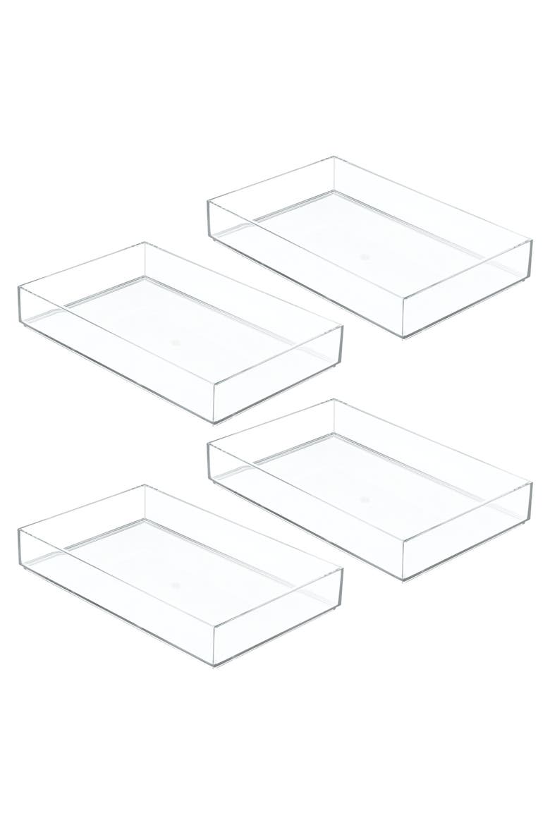 Set of 4 Makeup Drawer Organizer Trays for Vanity - Clear, Main, color, Clear