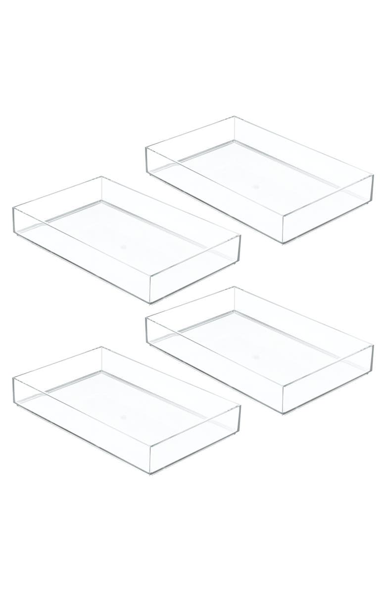 iDesign Set of 4 Makeup Drawer Organizer Trays for Vanity - Clear, Main, color, Clear