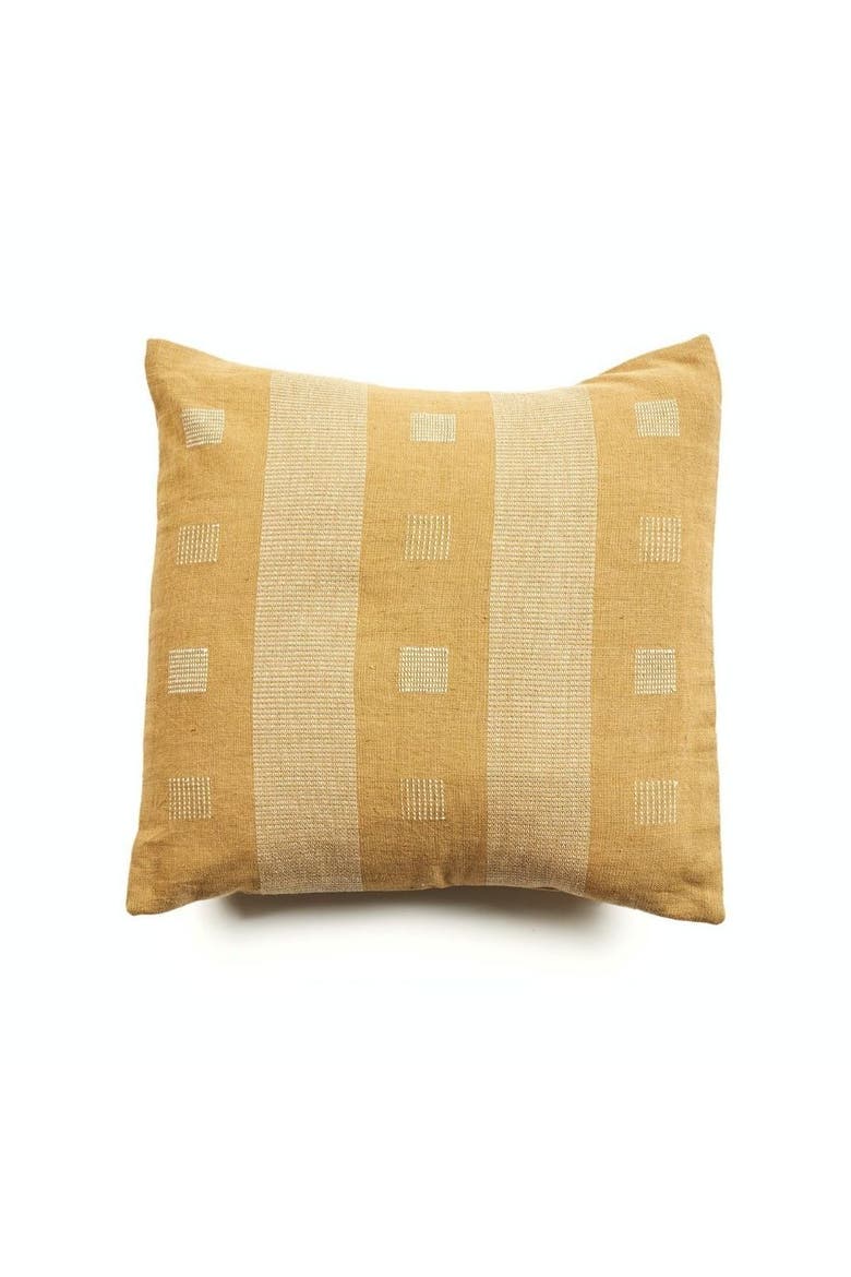 Chokor Nira Ochre Organic Cotton Handloom Pillow - Cover Only, Main, color, Ochre/Yellow