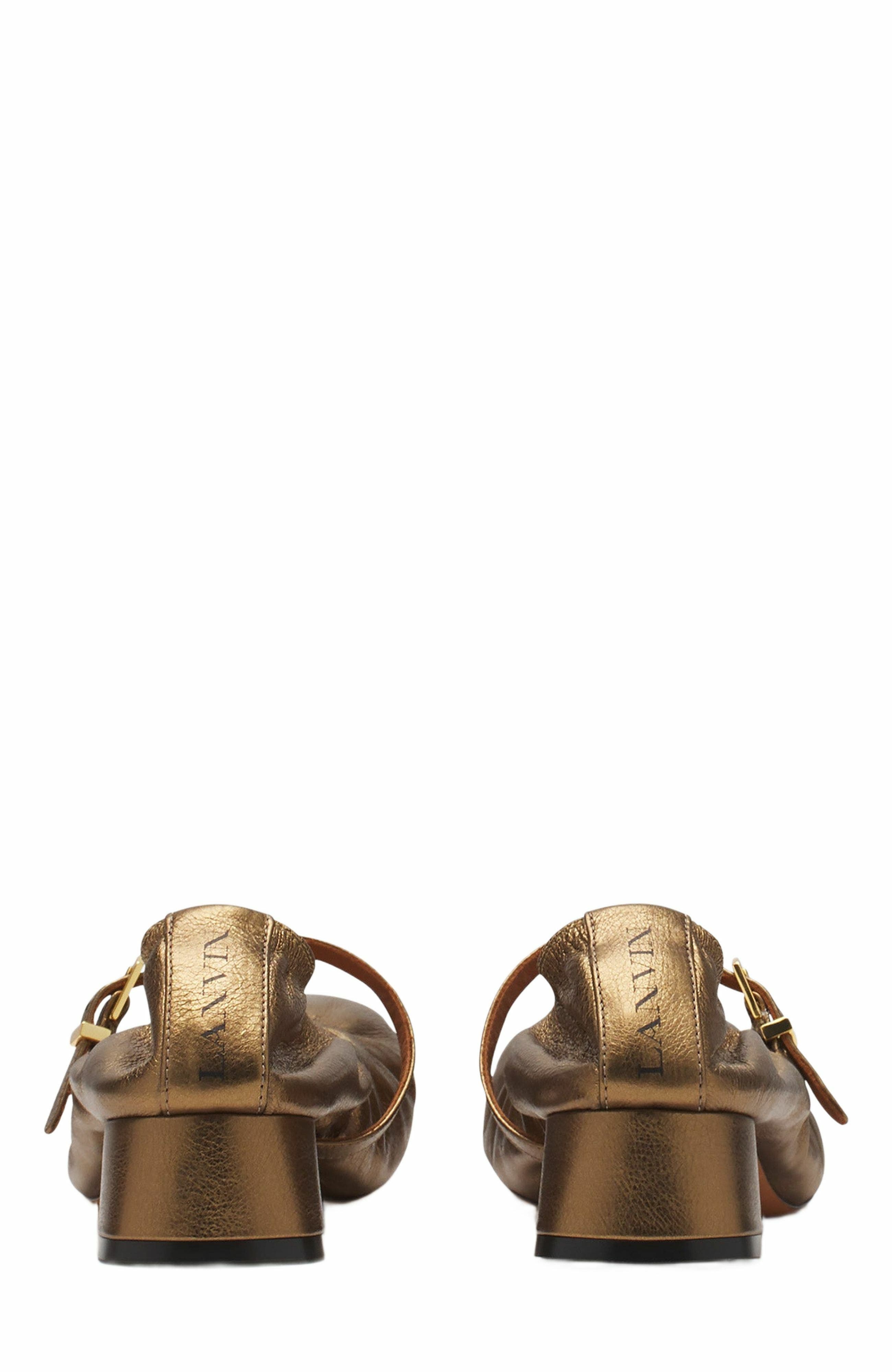 Lanvin Mary Janes With Metallic Leather Heels, Alternate, color, 