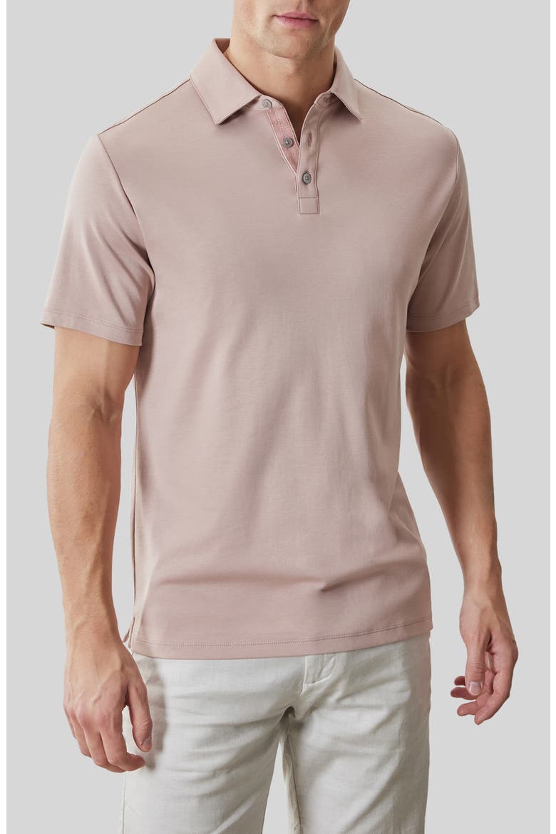 Georgia Short Sleeve Pima Cotton Polo, Main, color, POWDER CORAL