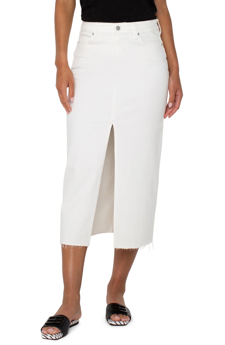 Liverpool Los Angeles Raw Hem Denim Maxi Skirt, Alternate, color, Bone White