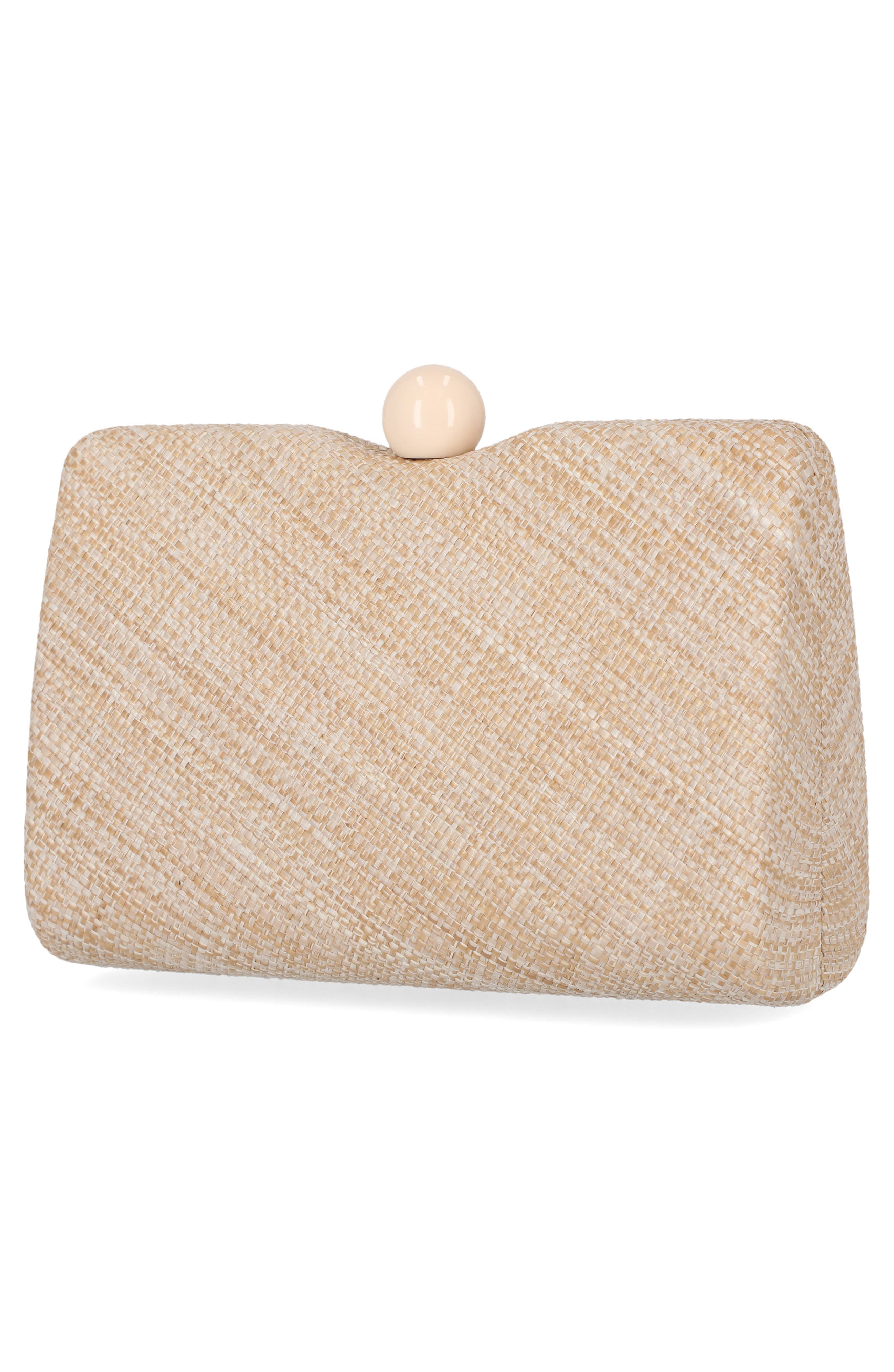 Jessica McClintock Evalee Raffia Frame Clutch, Alternate, color, 