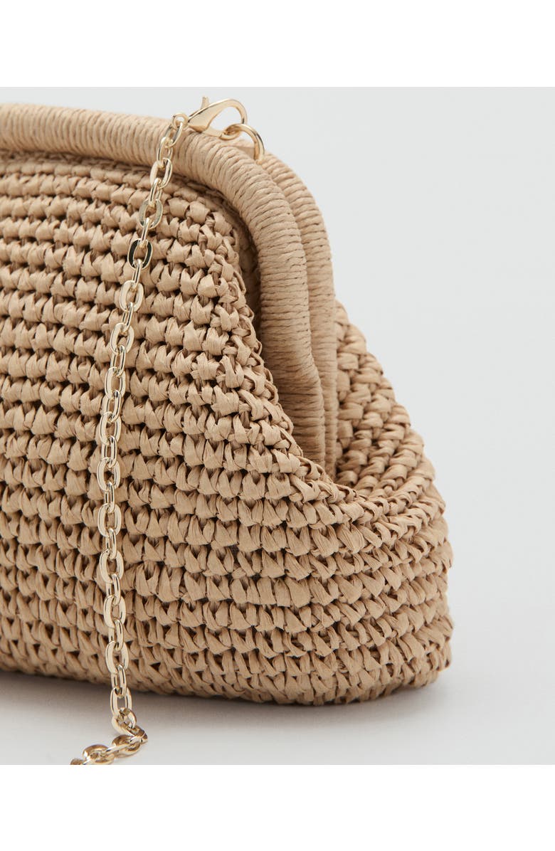 MANGO Natural Fiber Frame Clutch, Alternate, color, Beige