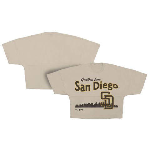 Women's Fanatics  Cream San Diego Padres Skyline Crop T-Shirt
