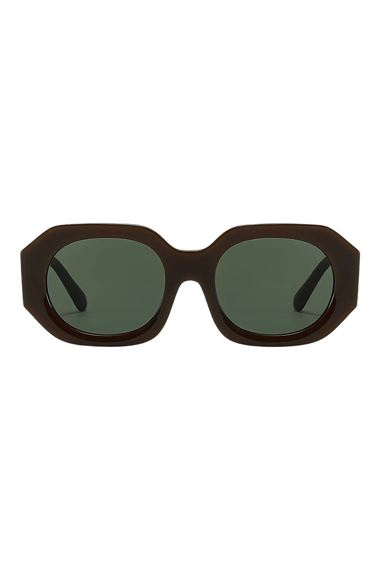 Dixie 52mm Polarized Geometric Sunglasses, Main, color, BROWN / GREEN