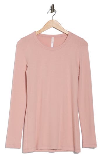 Renee C Brushed Knit Long Sleeve Top In Pink