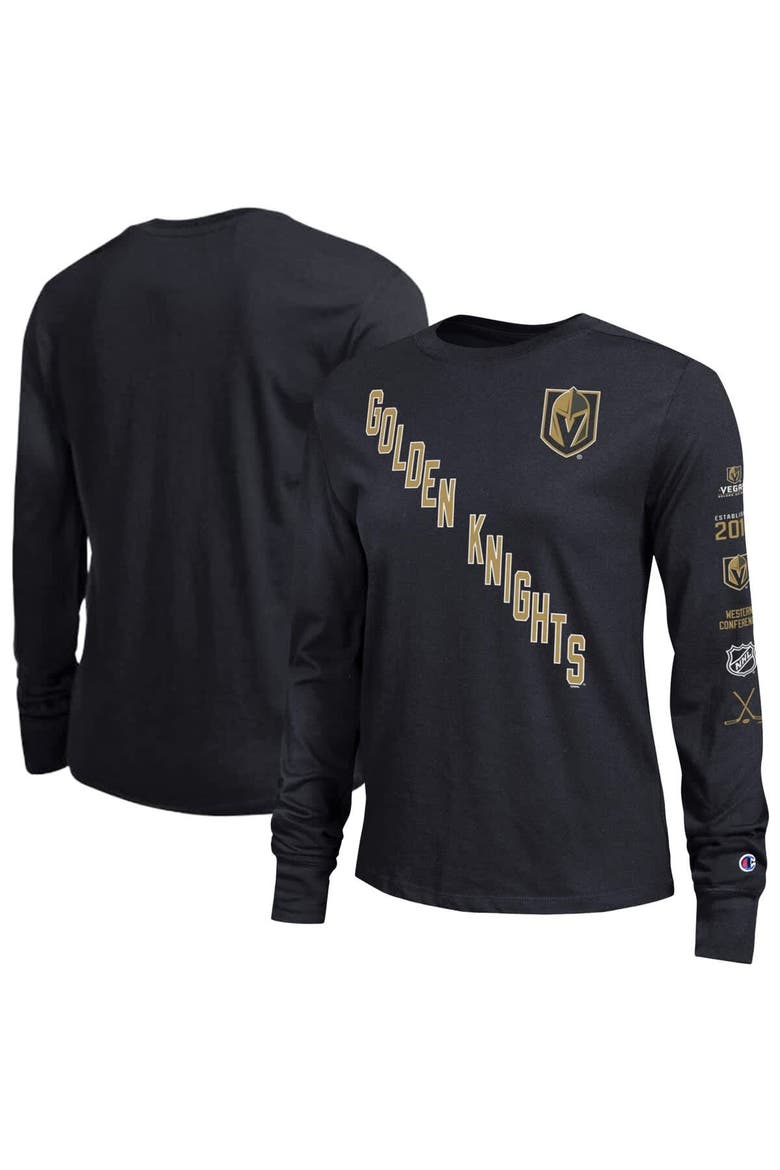 Women's Champion  Black Vegas Golden Knights 2-Hit Long Sleeve T-Shirt, Main, color, Black