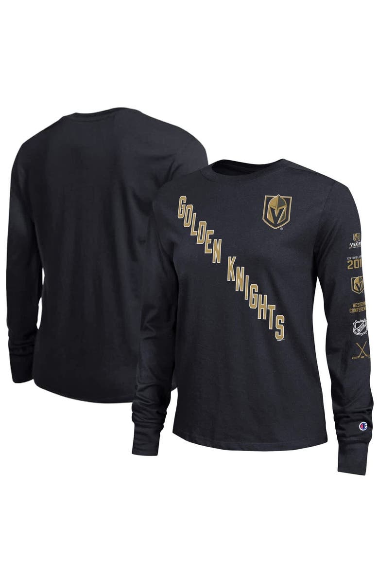 Champion Women's Champion  Black Vegas Golden Knights 2-Hit Long Sleeve T-Shirt, Main, color, Black