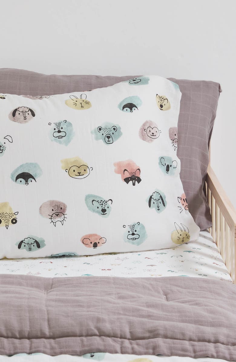 little unicorn 2-Pack Cotton Muslin Pillowcase, Alternate, color, Colorful Critters