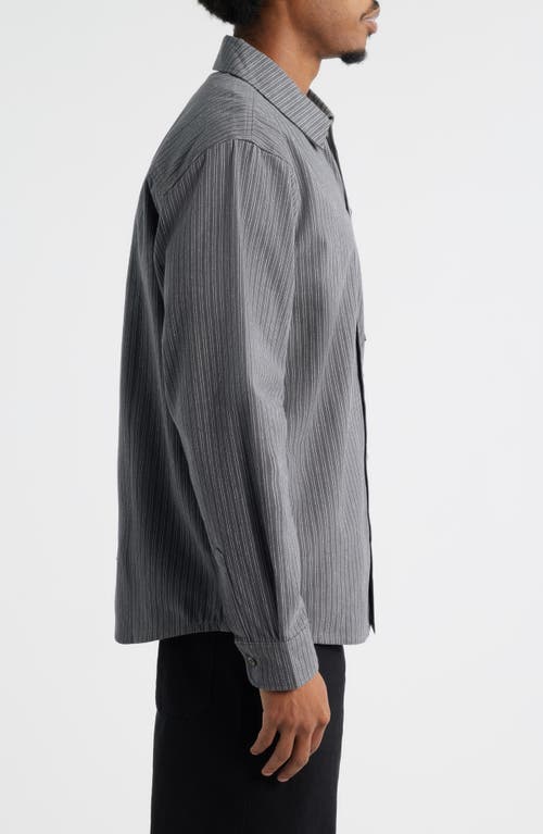 Dickies Lima Loose Fit Pinstripe Cotton Twill Button-up Shirt In Gray