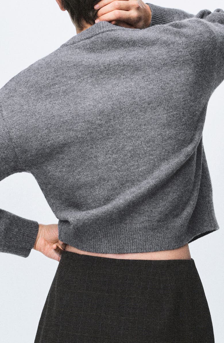 MANGO Crewneck Cardigan, Alternate, color, Medium Heather Grey