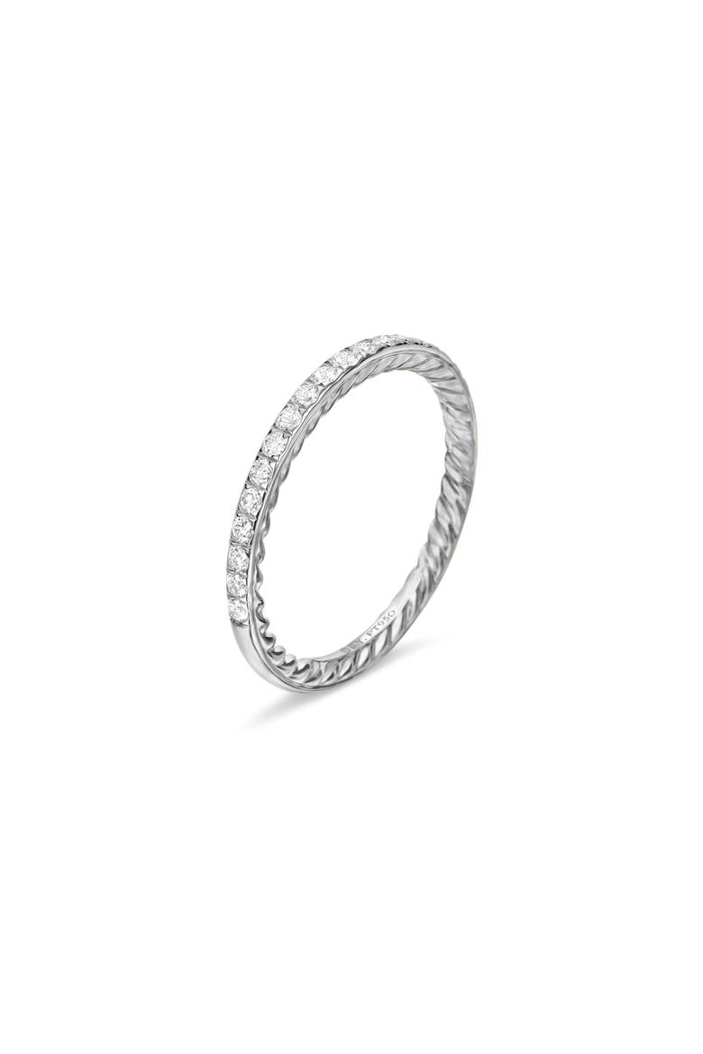 DY Eden Partway Band Ring in Platinum with Pavé Diamonds, Alternate, color, PLATINUM